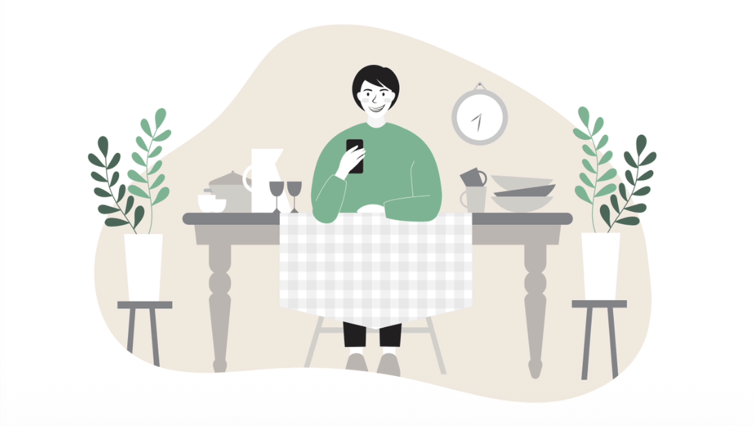 Storyboard frame showing a customer planning their day