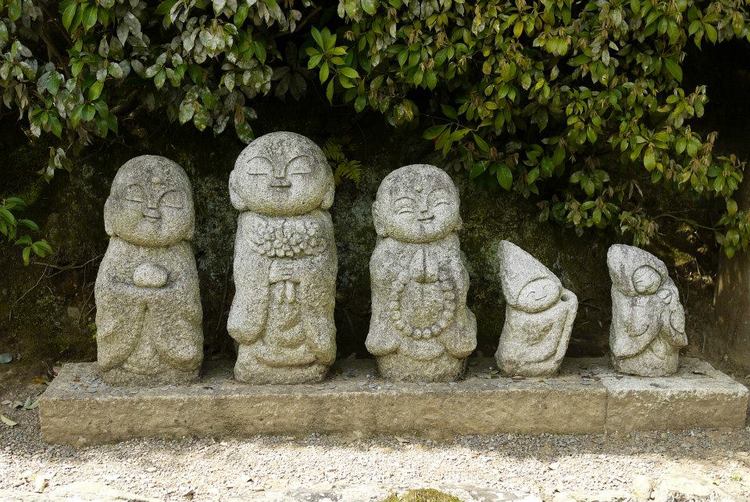 Stone sculptures along the wayside in Arashiyama, Kyoto